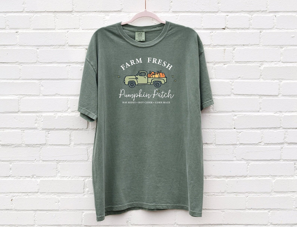 Pumpkin Truck Shirt Happy Fall Autumn Leaves Truck Pumpkin Patch Tshirt Halloween Shirt Oversized Tee Comfort Colors