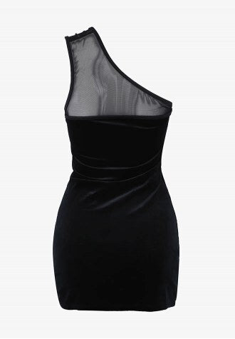 Black Velvet One Shoulder Club Dress