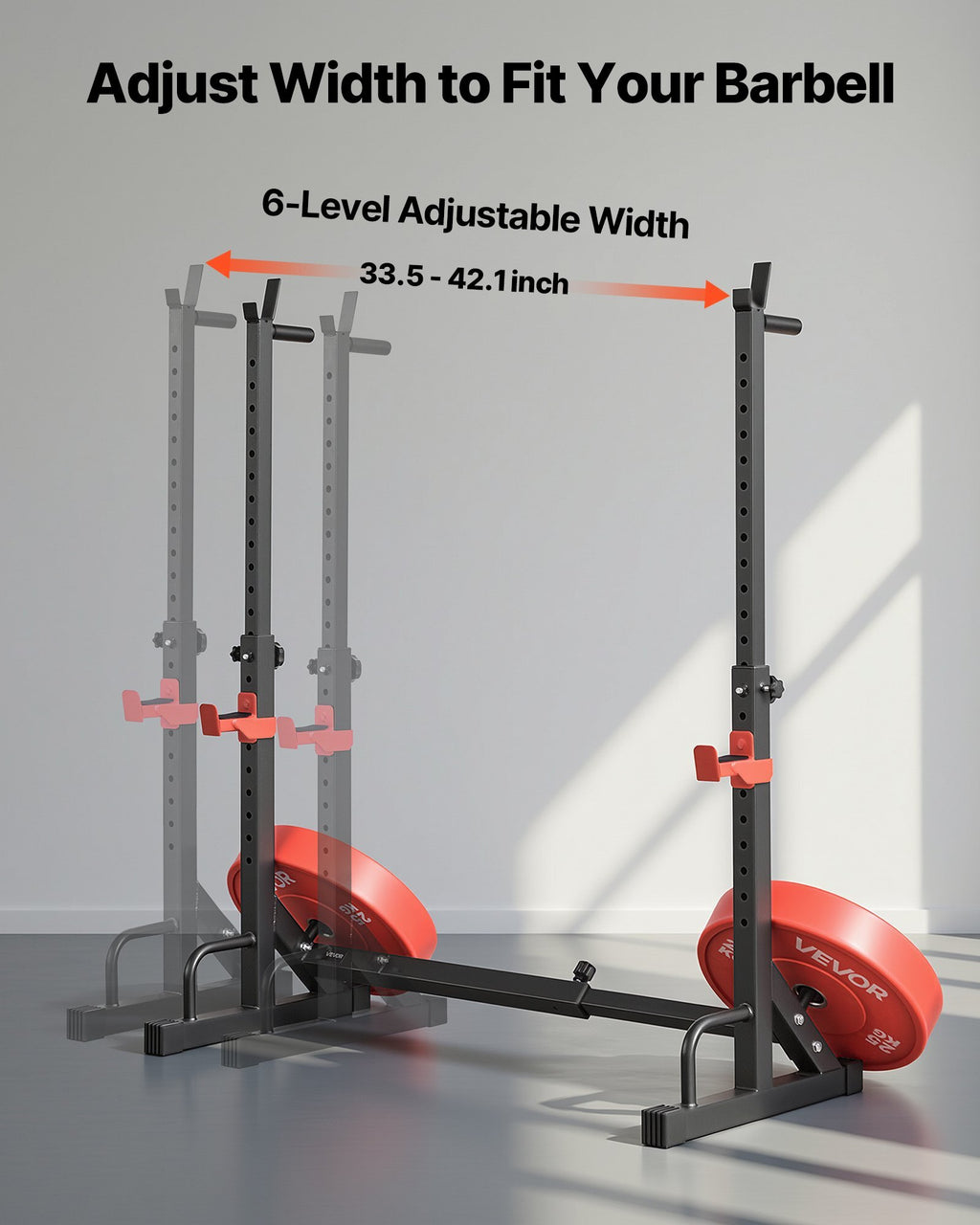 Power Cage Squat Rack, Home Gym Power Rack with Adjustable Height & Width, 550LBS Strength Training Workout Equipment with Barbell Storage Racks & J-Hooks for Bench Press, Squat, Weight Lifting