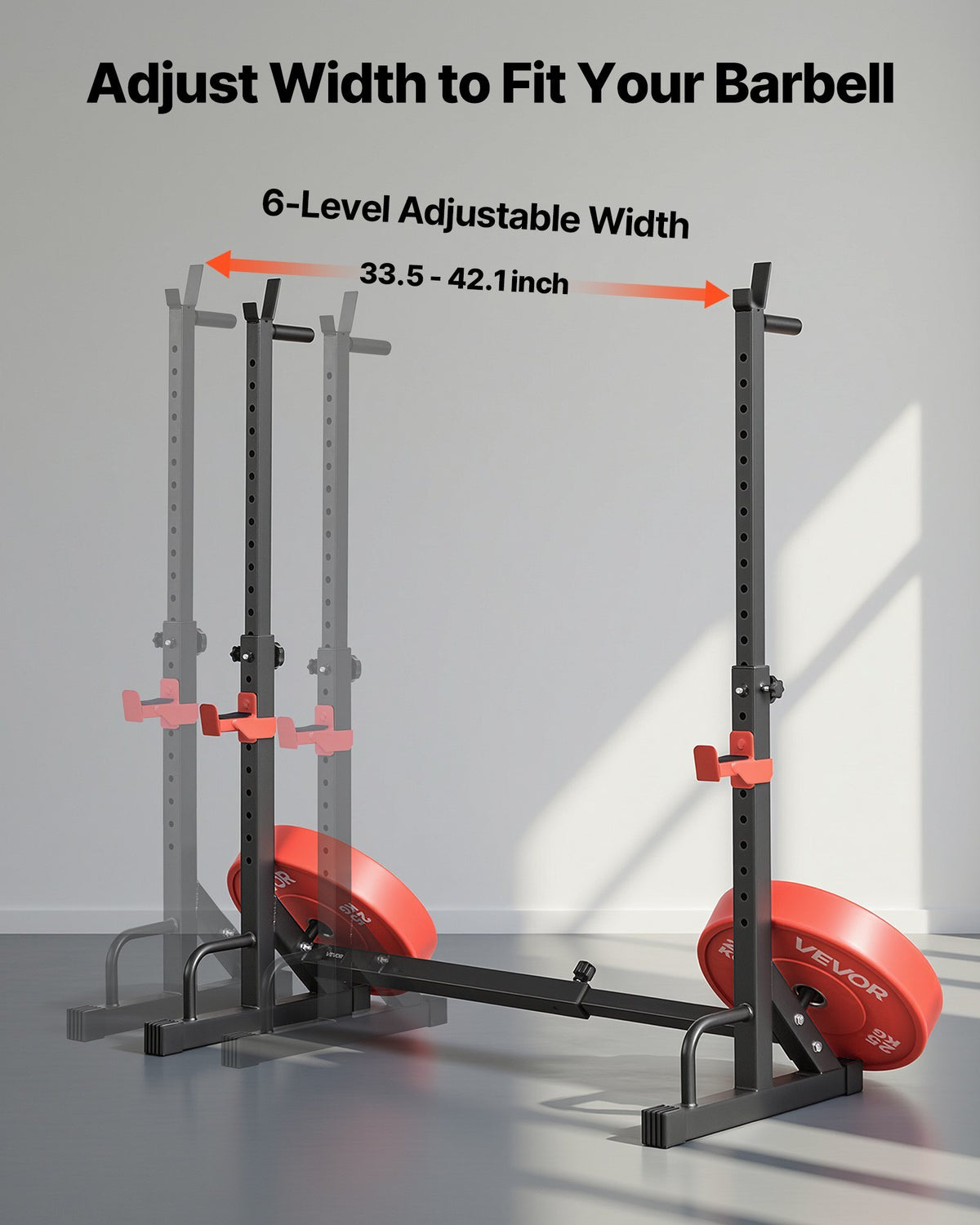 Power Cage Squat Rack, Home Gym Power Rack with Adjustable Height & Width, 550LBS Strength Training Workout Equipment with Barbell Storage Racks & J-Hooks for Bench Press, Squat, Weight Lifting