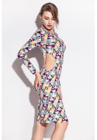 Colorful Triangle Pattern Print Stretch Club Dress