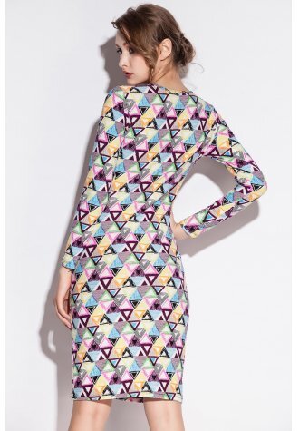 Colorful Triangle Pattern Print Stretch Club Dress