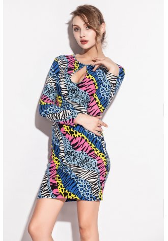 Color Zebra Pattern Print Club Bobycon Dress