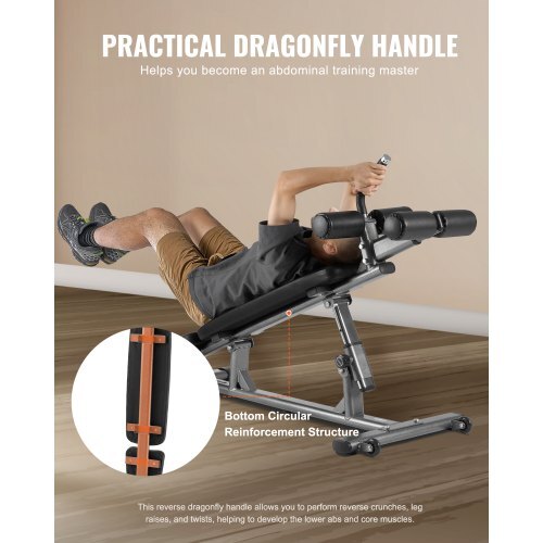 Sit Up Bench, Decline Ab Bench with Reverse Crunch Handle, with 4 Adjustable Height Settings, Heavy Duty Steel, 1000 Lbs Capacity, for Home Gym Workouts, Strength Training, Full Body Muscles
