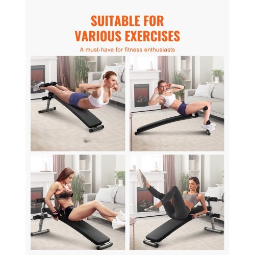 Sit Up Bench, Folding Curved Decline Ab Bench, with 5 Adjustable Height Settings, Heavy-Duty Steel, Non-Slip Design, 500 Lbs Capacity for Home Gym Workouts, Strength Training, Full Body Muscles
