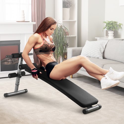 Sit Up Bench, Folding Curved Decline Ab Bench, with 5 Adjustable Height Settings, Heavy-Duty Steel, Non-Slip Design, 500 Lbs Capacity for Home Gym Workouts, Strength Training, Full Body Muscles