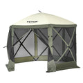 Pop Up Gazebo Tent, Pop-Up Screen Tent 6 Sided Canopy Sun Shelter with 6 Removable Privacy Wind Cloths & Mesh Windows, 10x10FT Quick Set Screen Tent with Mosquito Netting, Army Green