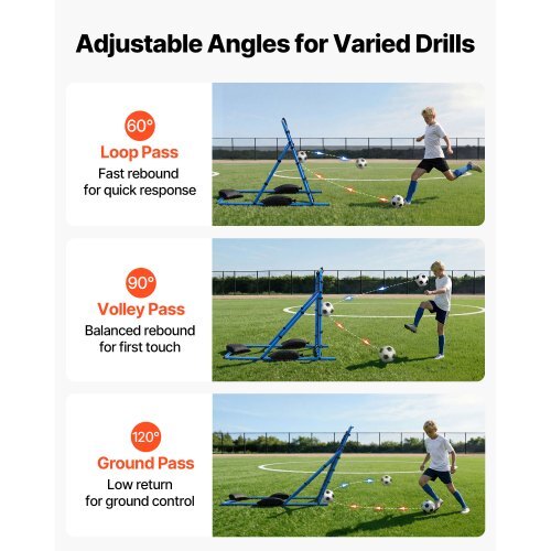 Soccer Rebounder Net, Quick-Switch Angle Soccer Goal Rebounder for Control, Passing Practice, Heavy-Duty Iron Frame & PE Net, Easy Setup Ball Training Equipment for Teens&Adults,3.7 x 3.7 ft