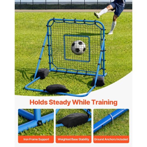 Soccer Rebounder Net, Quick-Switch Angle Soccer Goal Rebounder for Control, Passing Practice, Heavy-Duty Iron Frame & PE Net, Easy Setup Ball Training Equipment for Teens&Adults,3.7 x 3.7 ft