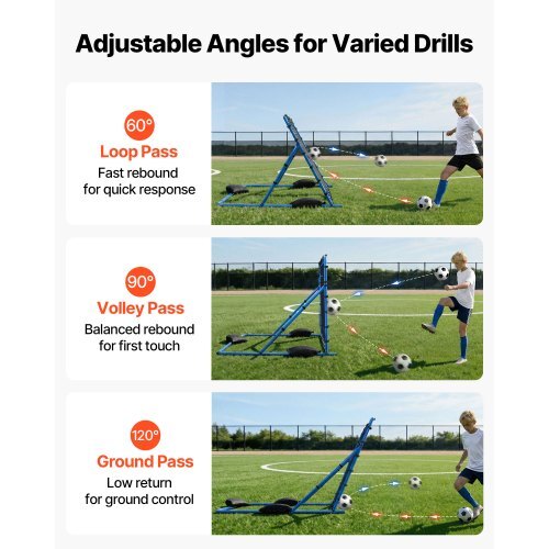 Soccer Rebounder Net, Quick-Switch Angle Soccer Goal Rebounder for Control, Passing Practice, Heavy-Duty Iron Frame & PE Net, Easy Setup Ball Training Aids & Equipment for Teens&Adults,5 x 4 ft