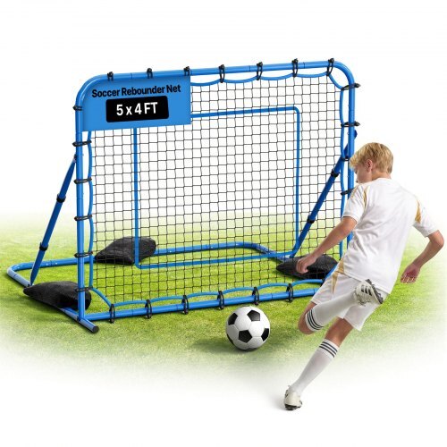 Soccer Rebounder Net, Quick-Switch Angle Soccer Goal Rebounder for Control, Passing Practice, Heavy-Duty Iron Frame & PE Net, Easy Setup Ball Training Aids & Equipment for Teens&Adults,5 x 4 ft