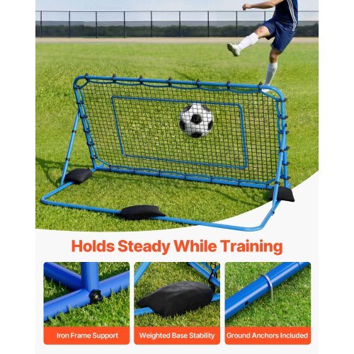 Soccer Rebounder Net, Quick-Switch Angle Soccer Goal Rebounder for Control, Passing Practice, Heavy-Duty Iron Frame & PE Net, Easy Setup Ball Training Aids & Equipment for Teens&Adults,7 x 4 ft