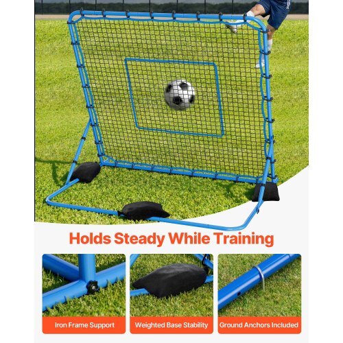 Soccer Rebounder Net, Quick-Switch Angle Soccer Goal Rebounder for Control, Passing Practice, Heavy-Duty Iron Frame & PE Net, Easy Setup Ball Training Aids & Equipment for Teens&Adults,7 x 6 ft