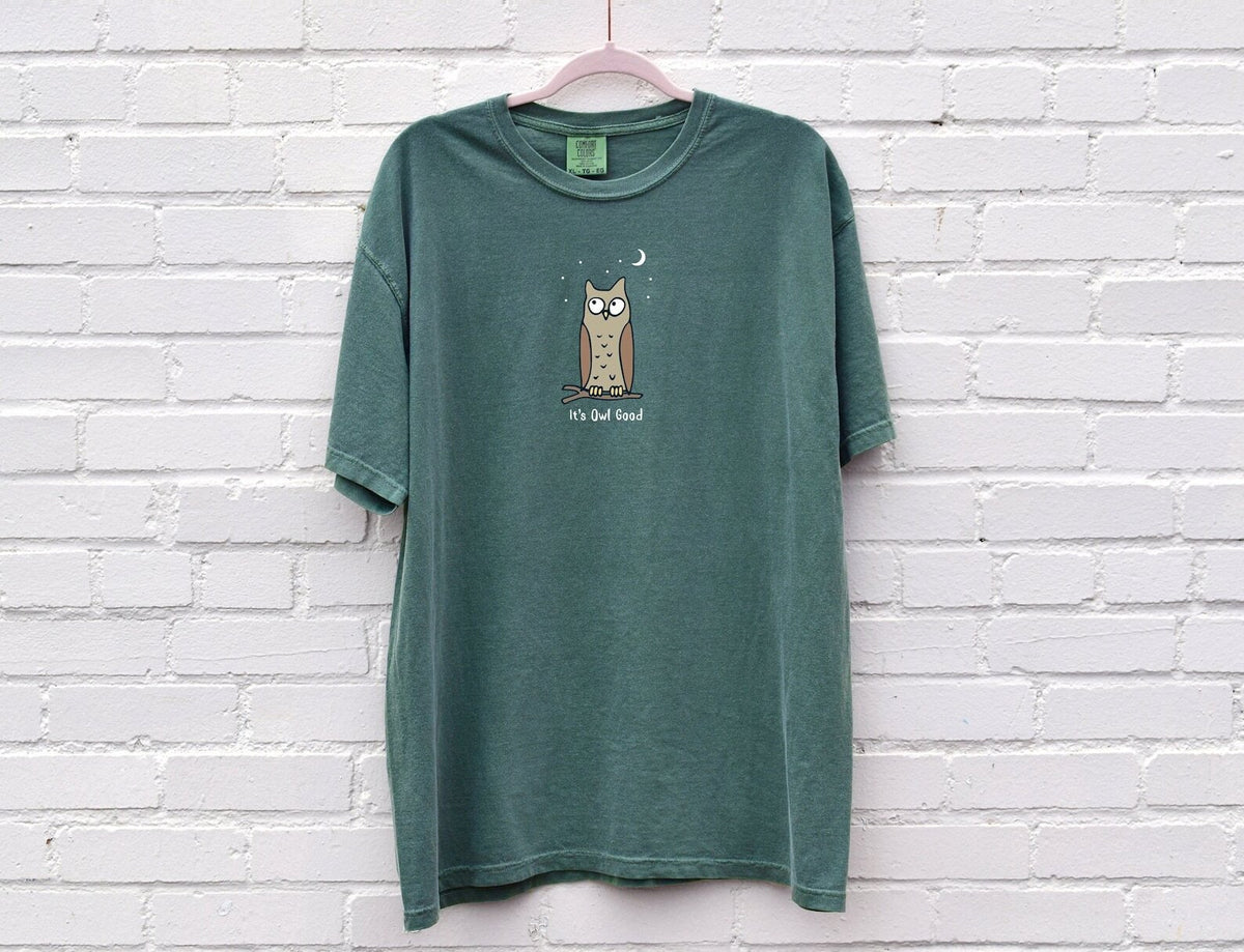 It's Owl Good Funny Shirt Womens Tshirt Owl Lover Gift Gifts Bird T-shirt Cute Animal Shirt Nature Shirt Comfort Colors Oversized Tee
