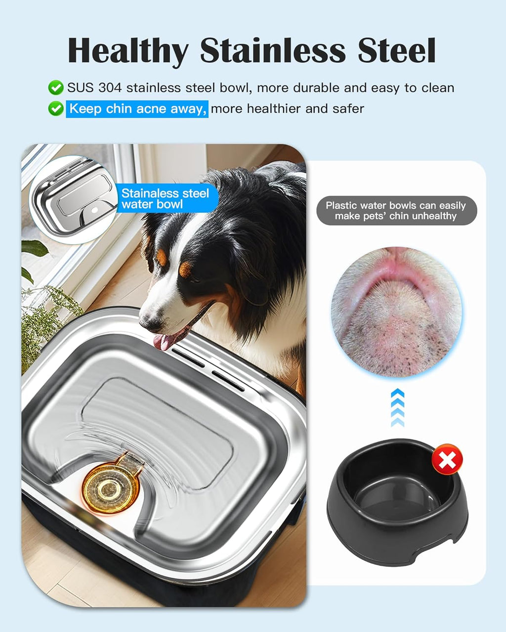 2.6 Gallon Stainless Steel Dog Water Fountain for Large Dogs & Multi Pets-1