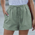 High Fashion Wholesale Clothings Casual Style High Waist Women Shorts - Army Green