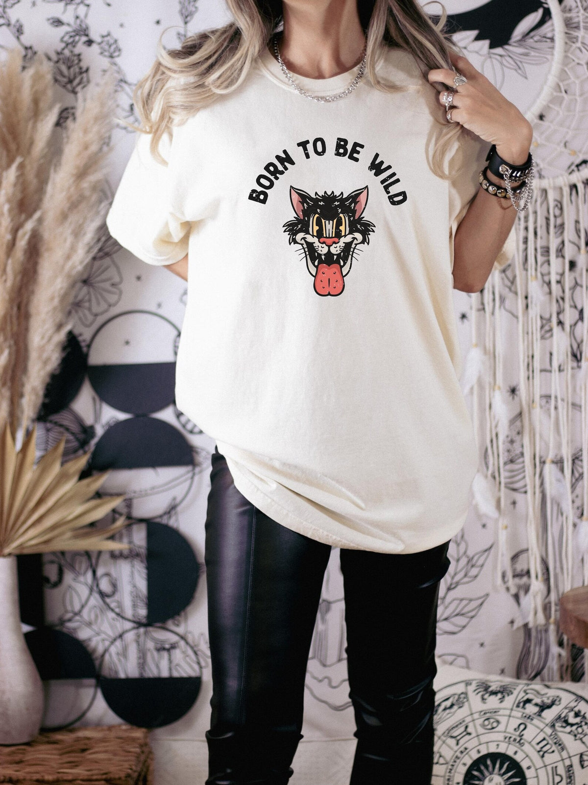 Born To Be Wild Cat Shirt Rock 'N' Roll Punk Metal Biker Retro Vintage Shirt Comfort Colors Tee Tshirt