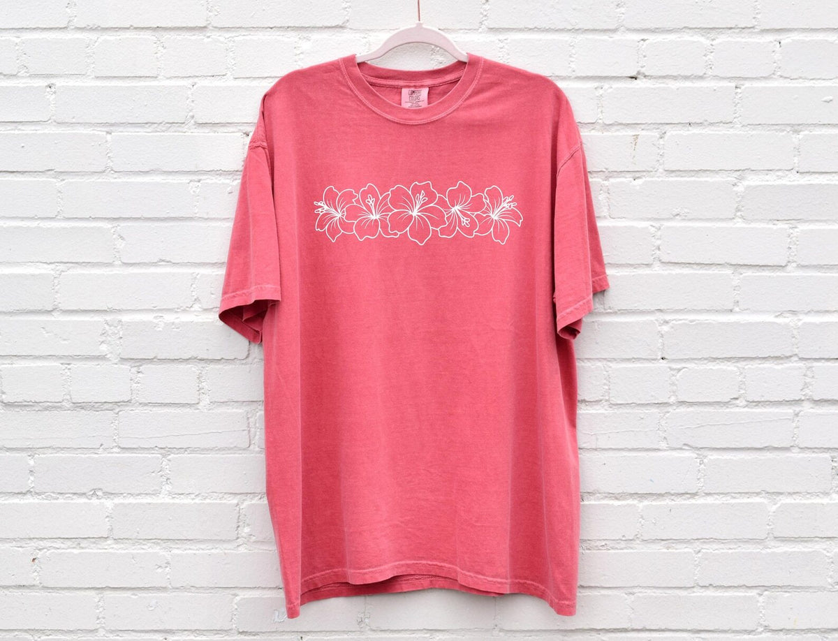 Hibiscus Flower Tshirt Aloha Hawaii Shirt Comfort Colors Tshirts Oversized T-shirt Beach T Shirt Summer Tee Vacation Shirt