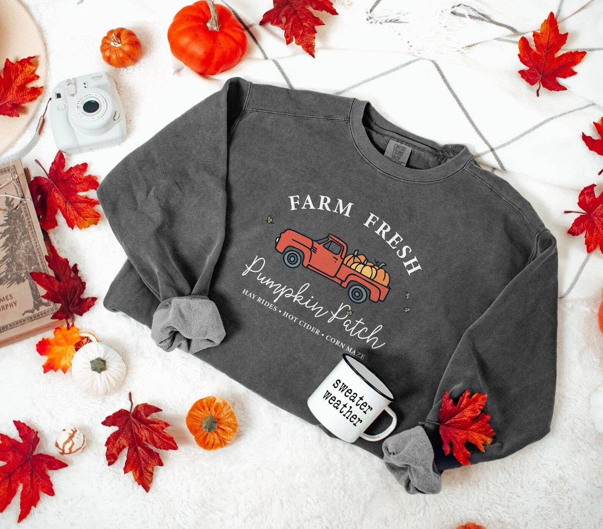 Pumpkin Season Sweatshirt Halloween Crewneck Pumpkin Patch Truck Fall Shirt Thanksgiving Family Women's Men's Oversized Comfort Colors