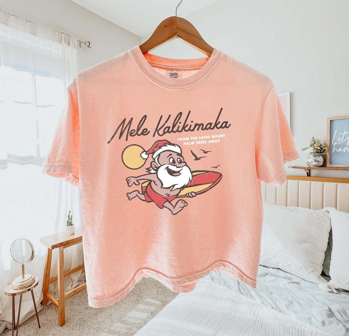 Mele Kalikimaka Hawaii Hawaiian Christmas Cropped Shirt Palm Trees Surfing Santa Tshirt Holiday Xmas T Shirt Comfort Colors Oversized Tee