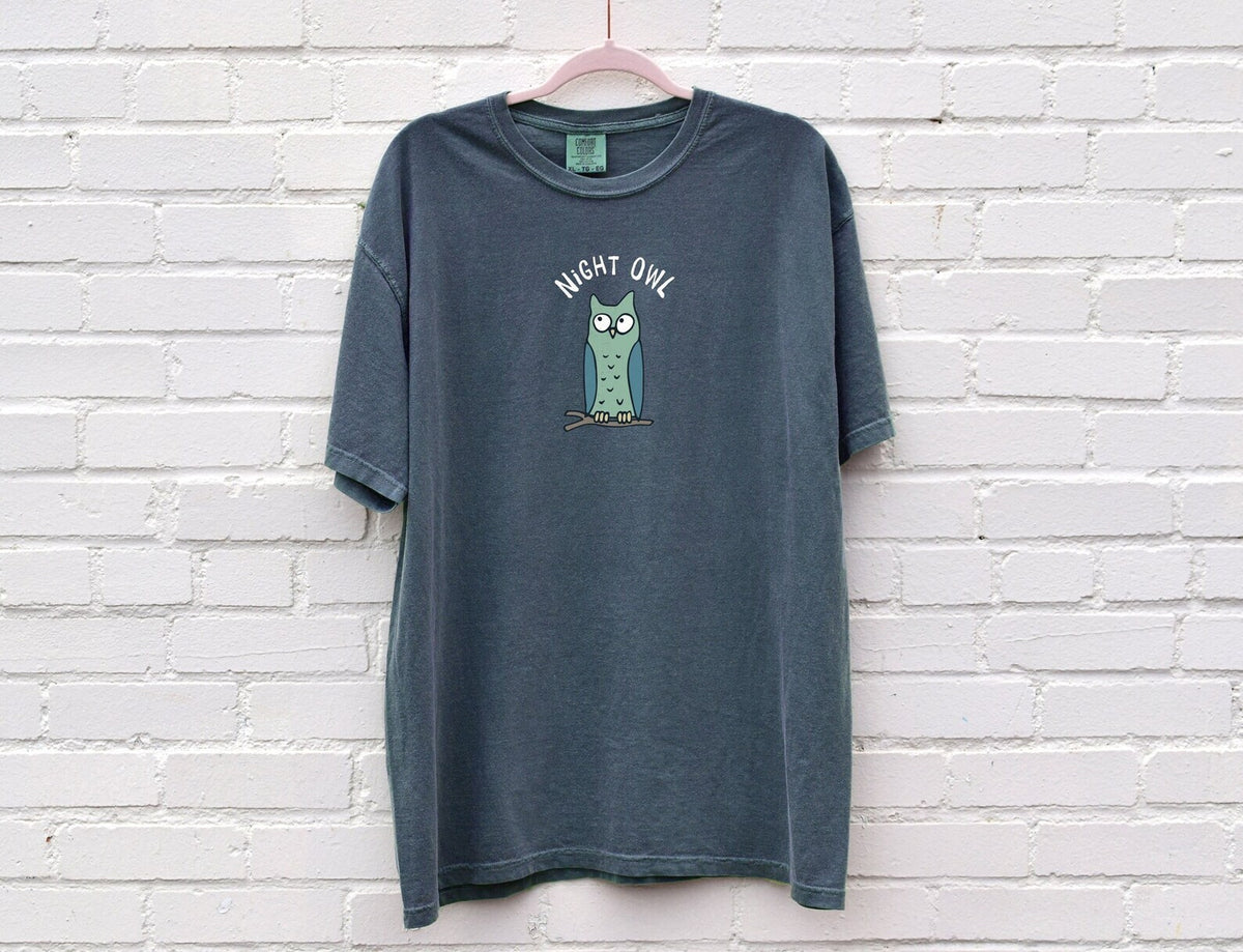 Night Owl Shirt Womens Tshirt Owl Lover Gift Gifts Bird T-shirt Cute T-shirt Animal Shirt Nature Shirt Comfort Colors Oversized Tee